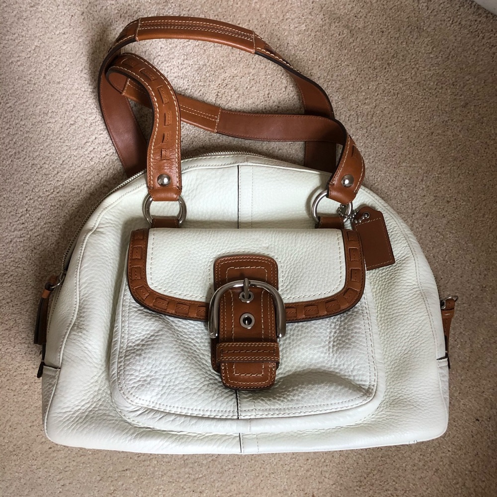 COACH Soho Courtney Domed Cream Brown Summer Leather Satchel